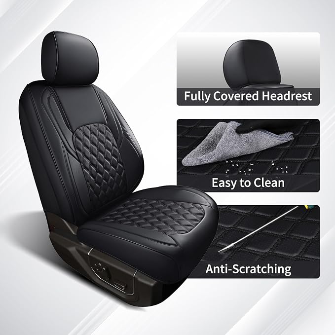 Huidasource 2018-2026 Wrangler Seat Covers 4 Door, Waterproof Leather Wrangler Seat Cover Full Set, Custom Fit for Jeep Wrangler JL 4-Door, Without Rear Cupholder (Full Set/Pure Black)