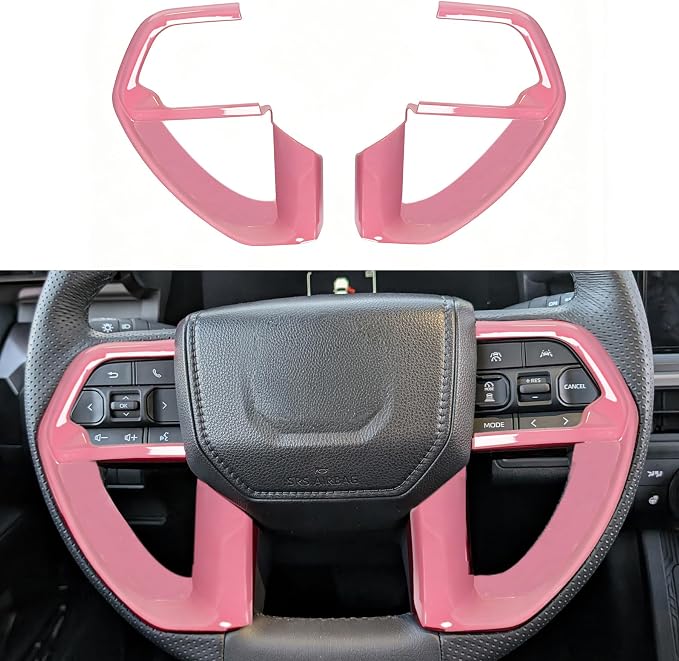 for Toyota Tacoma 2024 2025 2026 for 4Runner 2025 Up Interior Accessories Dashboard Decor Center Consoles Shift Panel & Steering Wheel Cover ABS Decorative Frame Pink