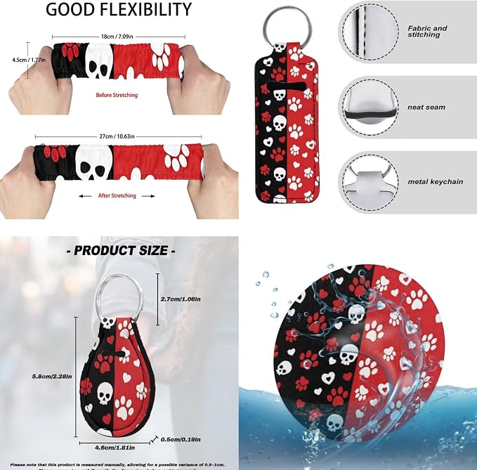 Dog Paw Print Car Seat Cover Sets Full Set Skull Love Print Front and Rear Car Seat Covers Steering Wheel Cover Safety Belt Pads Headrest Protectors Center Console Pad Keychain