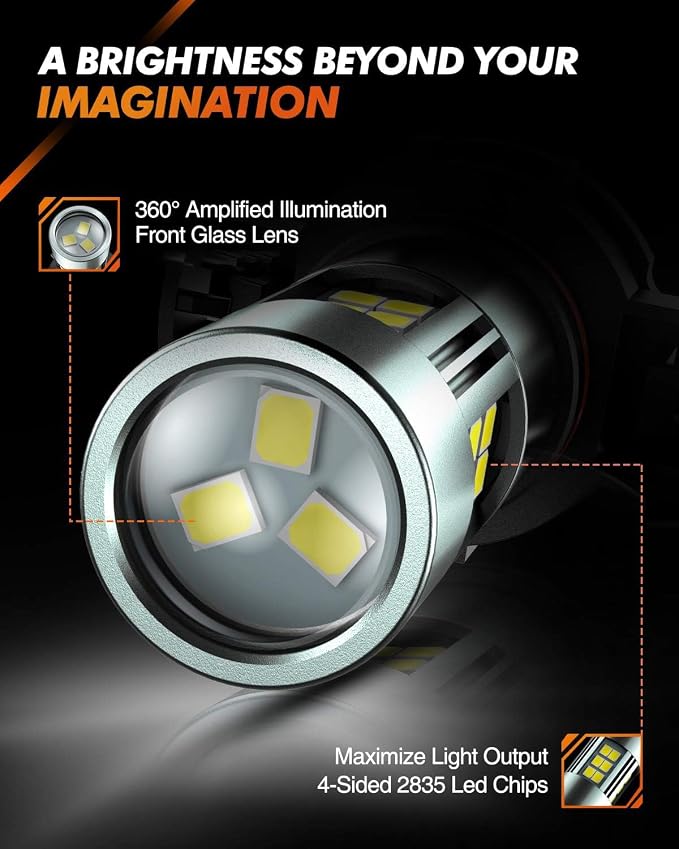 SEALIGHT 5202 LED Fog Light Bulbs, 6000K Xenon White, 27 SMD Chips DRL Bulbs, 5202 5201 PS19W PS24W 9009 LED Fog Light, Pack of 2