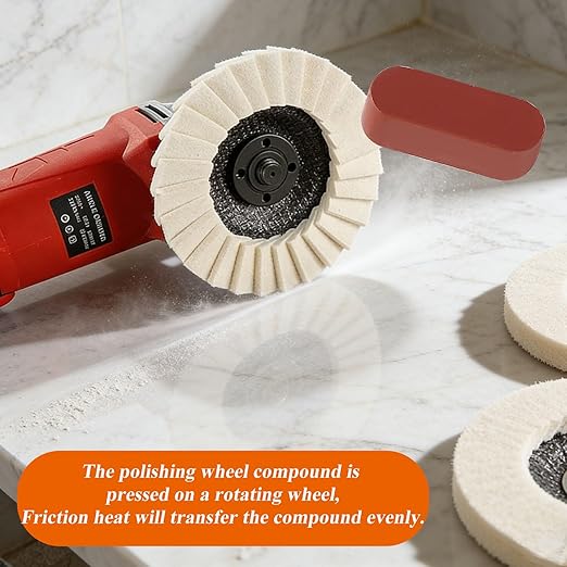 8 Pcs Wool Polishing Wheel Kit, 4-1/2"x 7/8" Felt Buffing Wheels with Felt Flap Disc and Polishing Compound, Universal for Angle Grinder, Multi-Surface Polishing for Metal, Automotive, Wood