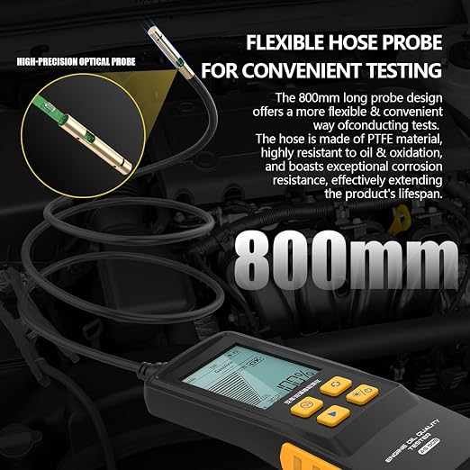 Engine Oil Tester AS503 Gasoline & Diesel Engine Oil Quality Tester Kit Professional Engine Oil Diagnostic Tool for Test Transmittance and Temperature with High-Precision,31.5 inch Flexible Probe