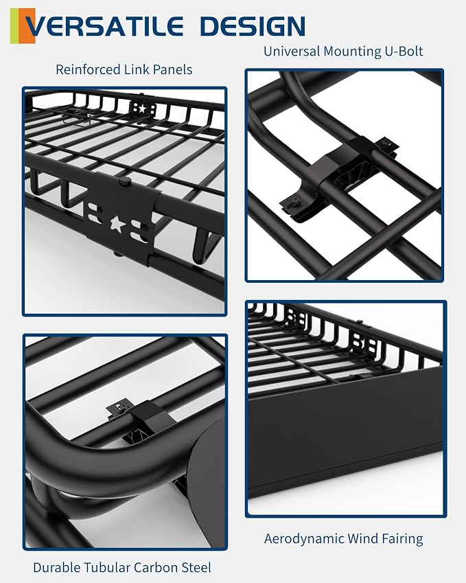 GarveeLife 64 in x 50 in Roof Rack Basket, 200 LBS Capacity Rooftop Cargo Carrier Basket with Extension Luggage Rack Heavy Duty for SUVs, Trucks, Vehicles