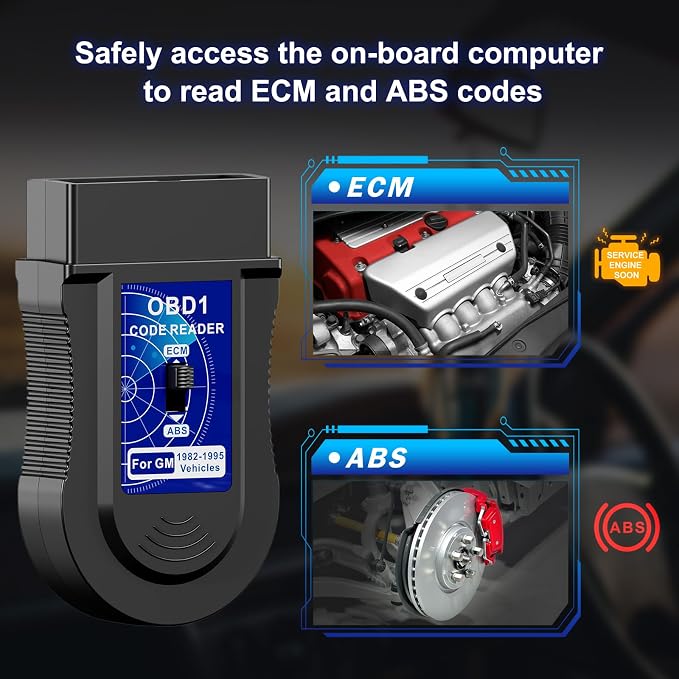 JOPLAY OBD1 Scanner and Code Reader ONLY Compatible with GM 1982-1995 Vehicles, ECM ABS Diagnostic Scan Tool with Instructions in English, Spanish, and French (Blueblack)