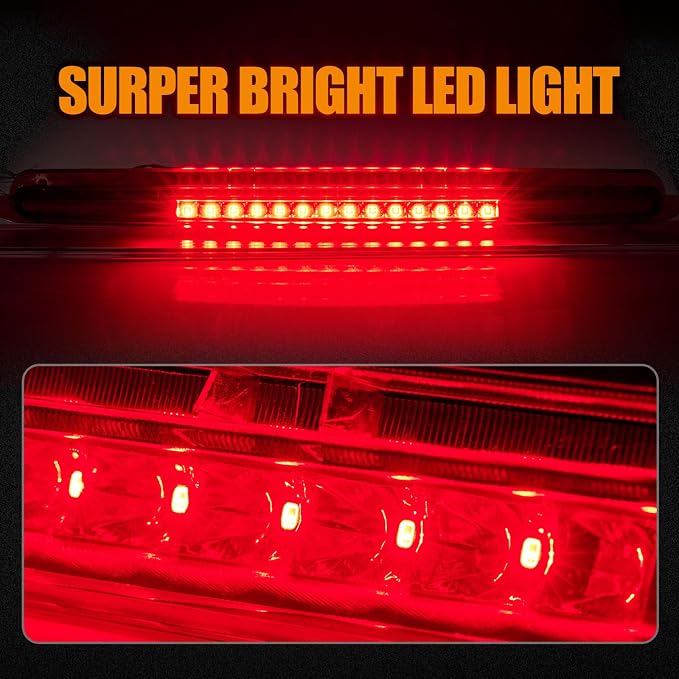 Third 3rd Brake Light LED for 2005-2010 Scion tC, High Mount Rear Brake Lights Assembly for 05-10 Scion tC, Waterproof Center Cab Lamp Stop Light (Red)
