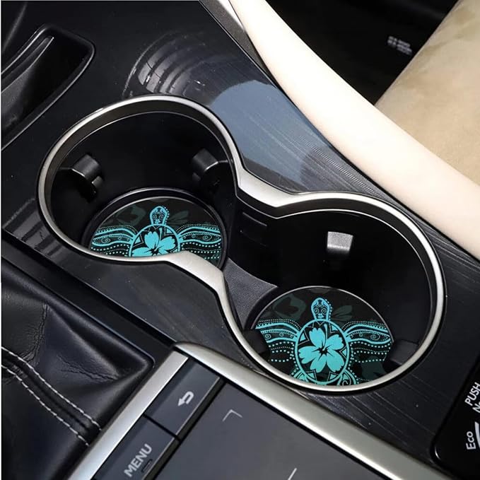 BIGCARJOB Art Sea Turtle Car Seat Cover Set of 15 Pcs Car Interior Seat Accessories Full Set with Universal Steering Wheel Cover,Car Trash Can,Seat Belt Pads,Seat Headrest Cover Set