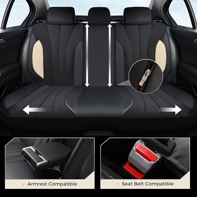 Coverado Seat Covers, Red Car Seat Covers Full Set, Automotive Seat Covers 5 Seats, Waterproof Black Car Seat Protectors Universal Fit for SUVs Trucks Sedans