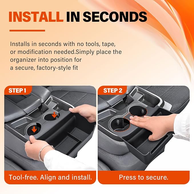 Front Cup Holder Storage Tray and Dash Storage Tray for 2019-2026 Chevy Silverado GMC Sierra 1500 & 2020-2026 2500HD 3500HD Accessories, (Jump Seat Split-Bench Only)