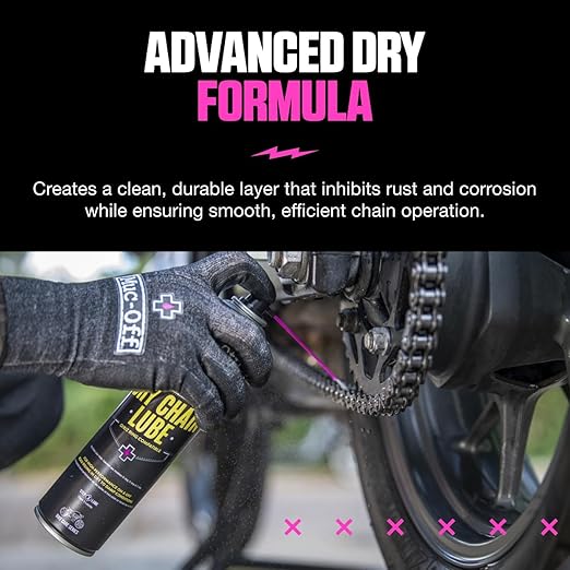 Muc-Off Motorcycle Dry Chain Lube| Ultra-Durable Synthetic Formula | Long-Lasting Lubrication | Maximum Chain Protection for Dry Conditions | Perfect for Motorcycle Chains