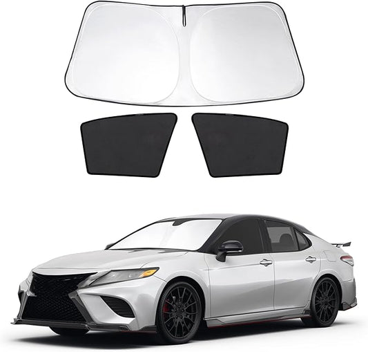 3PCS Car Window Shades Front Windshield Sun Shade Foldable Window Shade Custom Fit for Toyota Camry 2018-2024 Accessories Car Shades for Front Windows Anti-UV Rays Block Heat