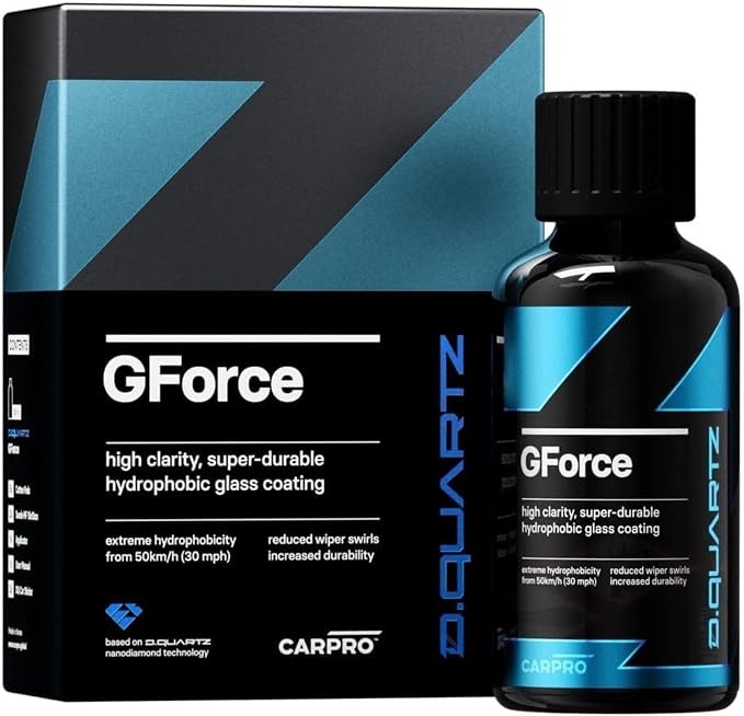 CARPRO DQUARTZ GForce Glass Coating - Windshield & Window Rain Repellent Glass Treatment Sealant Ceramic Coating for Crystal-Clear Vision - Super Durable Hydrophobic Slickness - (50mL Kit)