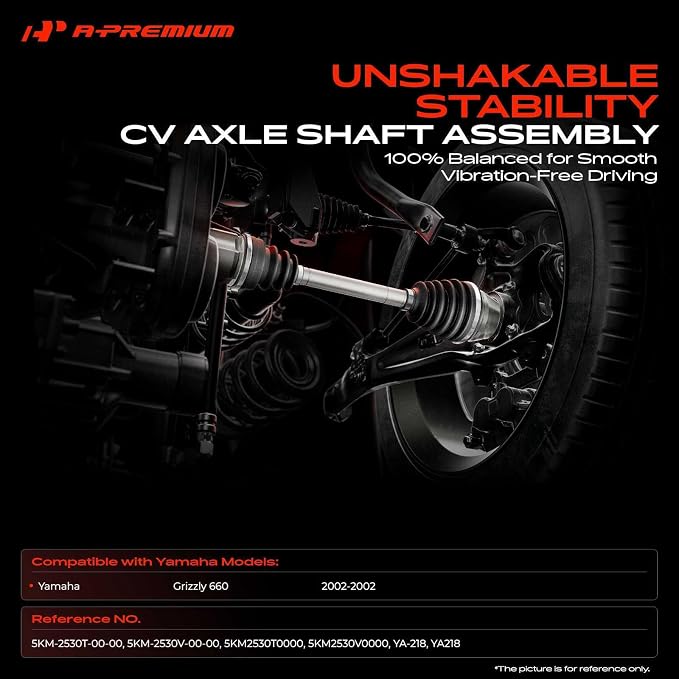 A-Premium Rear Right Passenger Side CV Axle Shaft Assembly for Yamaha | Compatible with Grizzly 660 YFM660F 4x4 2002, YFM660FH 4x4 Hunter Edition 2002, Replace# 5KM-2530T-00-00