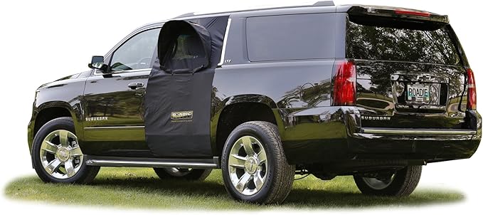 ROADIE- The OVERNIGHTER SUV Window Tent with Bug Screen and Retractable Awning – Great for Camping in an SUV. (Patented)