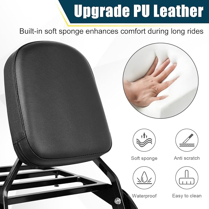 Motorcycle Passenger Backrest Sissy Bar With Back Rest Cushion Pad And Luggage Rack Compatible With For Honda VTX1300 VTX1800 N/R/S/T 2002-2009 Backrest