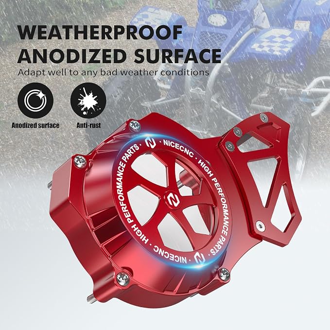 NICECNC Sprocket Protector Engine Crankcase Guard Compatible with Yamaha Blaster 200 YFS200 1988-2006, See Fitments, Replacement for 2XJ-15411-00-00 Red
