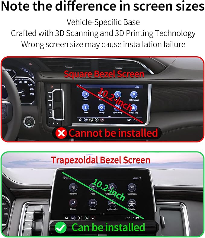 Wireless Charging Car Phone Holder for Chevrolet Suburban/Tahoe/GMC Yukon/Yukon XL 2021-2024, 10.2" Screen Fixed Clip, 360° Rotation Car Phone Mount Compatible with MagSafe