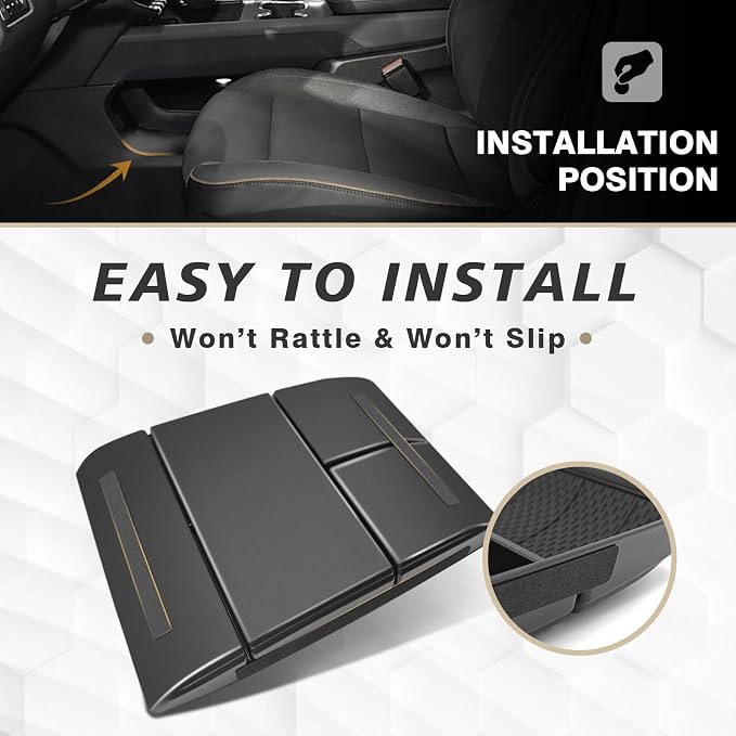 Muslogy Lower Center Console Organizer Compatible with 2024 2025 2026 GMC Acadia & Chevy Traverse Accessories Interior Storage Divider Bottom Insert Tray with Anti-Slip Mats