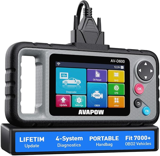 AVAPOW AV-D600 4 Systems OBD2 Scanner Engine/Transmission/SRS/ABS Diagnostic Tool, Oil Reset/EPB Reset/Battery Match, Car Code Reader with Auto VIN, WiFi Lifetime Update, Compatible with 7000+ Cars