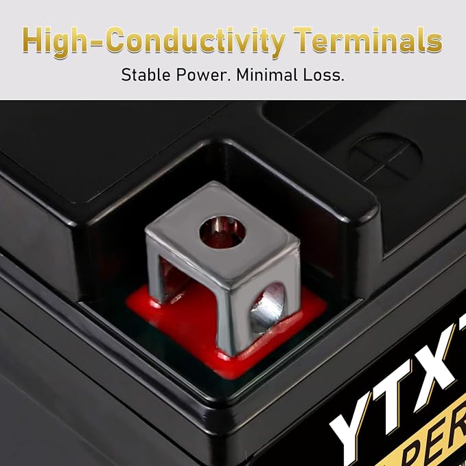 YTX7A-BS 12V 6Ah AGM Sealed Motorcycle Battery, Maintenance-Free, Compatible with GY6 50CC 125CC Scooters & Mopeds