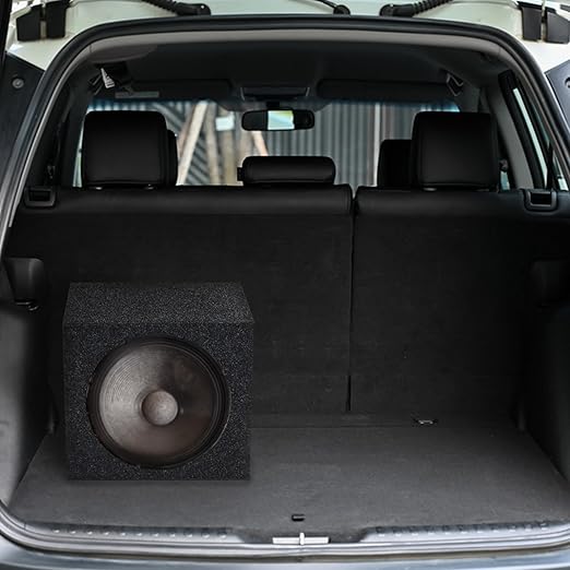Q Power 12 Inch Heavy-Duty Single Sealed Carpet Covered Durable Car Audio Vehicle Subwoofer Enclosure Woofer Box, Charcoal Gray