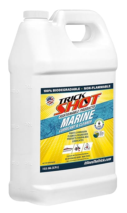 Trick Shot Marine Grade Lubricant & Penetrating Oil - Biodegradable Food Grade Rust Prevention Spray, Anti-Seize, Cleaner & Lubricant for Boat Galleys, Fiberglass, Fishing Gear Lubrication - 1 Gallon