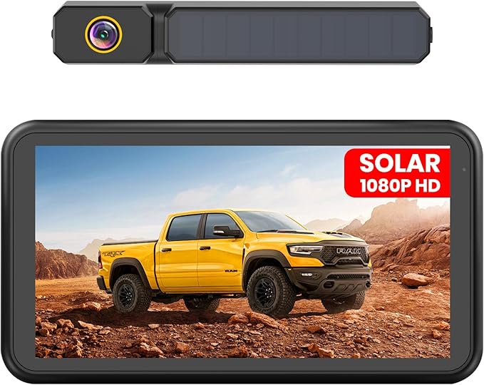 Foxpark Wireless Solar Reversing Camera: Two-Minute Quick Installation & HD 1080P with 5 Inch Monitor, Powerful Night Vision, IP69K Car Waterproof Reversing Camera Radio Set for Motorhome, Truck