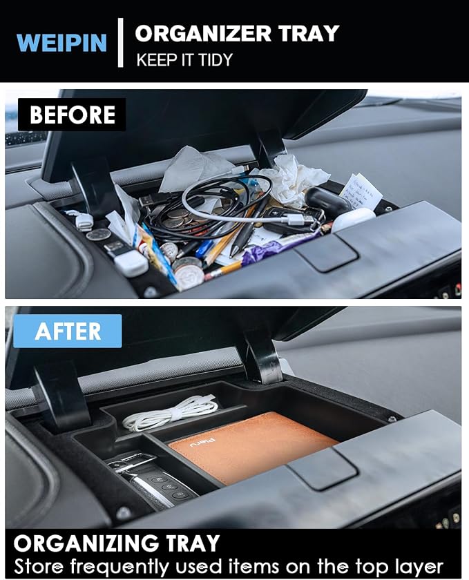 For Center Console Screen Organizer Tray Compatible with 2025-2026 GMC Yukon (Elevation/AT4/Denali Ultimate/AT4 Ultimate/Denali) Console Organizer ABS Materials