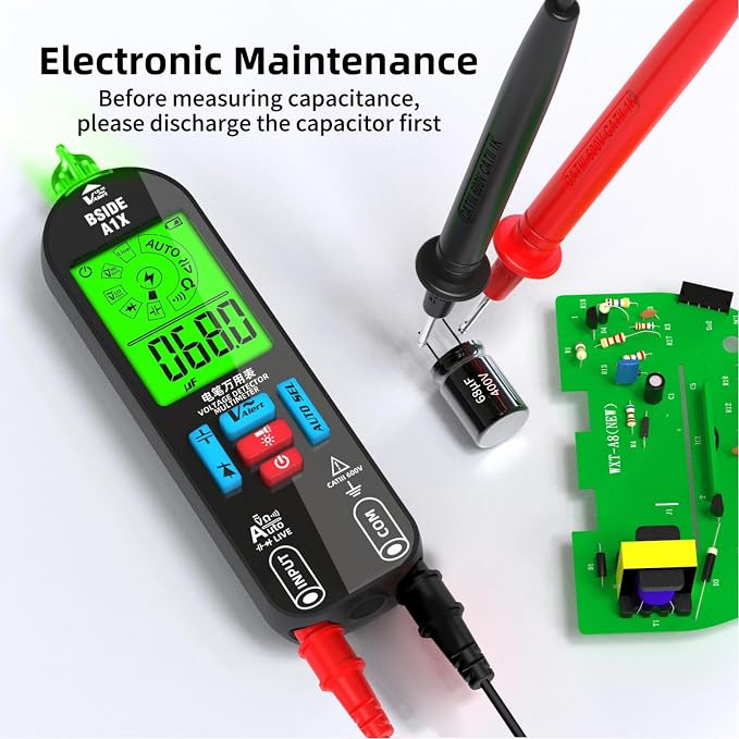 Eujgoov Digital Multimeter A1X Intelligent Smart Multimeter Auto Ranging Digital Tester with 2 Probe (1 Input 2 Out)