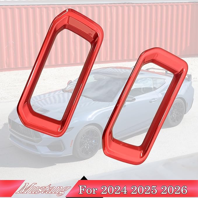 MUXEE A/C Vent Trim Panel Cover, for Ford Mustang 2024 2025 2026 - ABS Wine Red Dashboard AC Air Vent Outlet Sport Interior Trim Accessories（A-Shape）