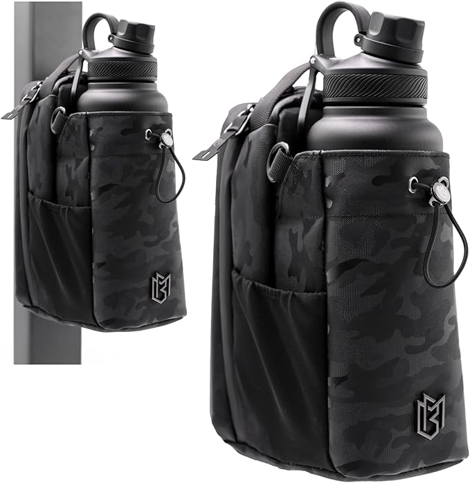 Magnetic Bottle Bag Sling Bag for Men and Women | Gym Bag for Gym, Travel, Work, and Sports | Keep Your Items off the Dirty Gym Floor With Magnetic Attachment (Black Camo)