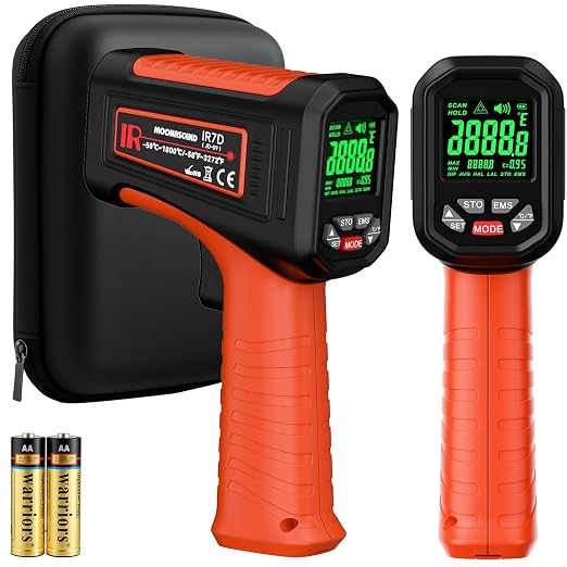 Infrared Thermometer Gun, -58°F to 3272°F, High Temp 50:1 | Built for Kilns, Furnaces & Industrial Maintenance • Fast 0.5s Response • Data Storage Function