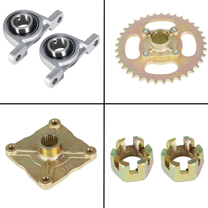 Labwork 1.2x 32 Live Rear Axle Kit + Disc Wheel Hub Replacement for 428 Sprocket Go Kart ATV Quad and Drift Trikes