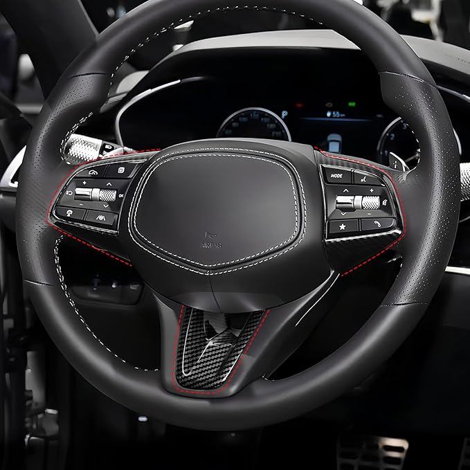Car Steering Wheel Lower Trim Cover Auto Steering Wheel Protector Cover Compatible with Genesis G70 2019-2026 G80 DH 2017-2020 Accessories (Carbon Fiber Black Style)