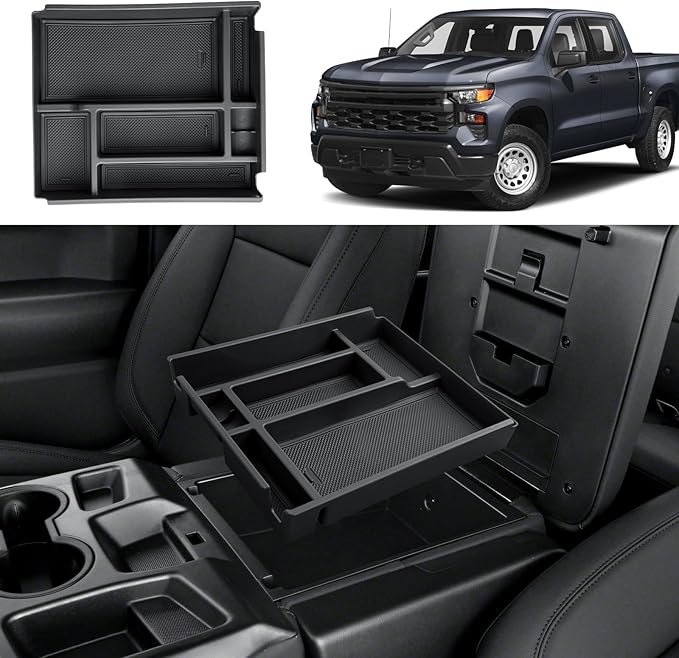 2026 Silverado 1500 Center Console Organizer For 2019-2026 Chevy Silverado 1500/GMC Sierra 1500/2020-2026 Silverado/Sierra 2500HD/3500HD Accessories Center Console - Only Fit Split-Bench Front Seat