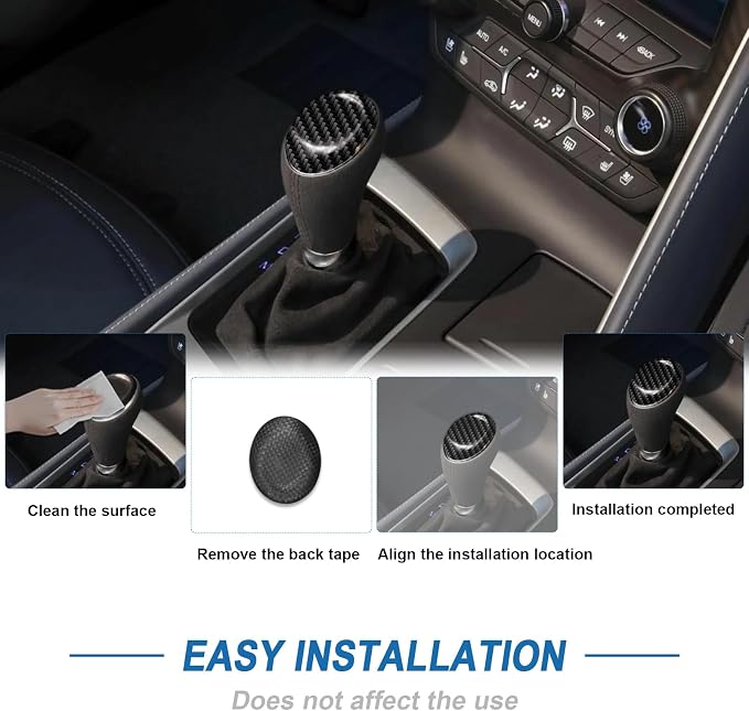 Real Carbon Fiber Gear Shift Knob Head Cover Compatible with Corvette C7 2014–2019