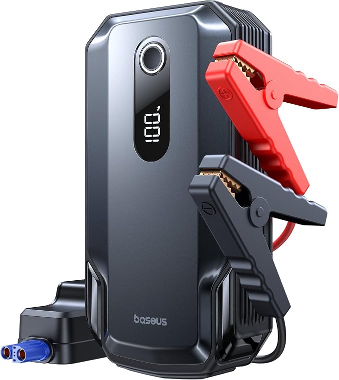 Baseus 8000A Jump Starter, 20000mAh Portable Jump Starter Battery Pack, 12V Car Battery 5 in 1 Jump Starter with 30W Fast Charging and LED Display, for Up to 10.0L Gas 6.0L Diesel Engines