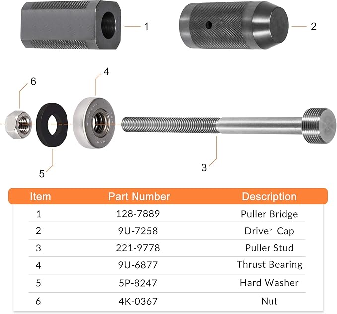E-cowlboy 9U-6891 Injector Sleeve Remover Installer Set+9U-7227 Injector Height Tool+J-38587-a Engine Barring Socket for CAT Caterpillar 3406E C-15 C-16 Engines (8 PCS)