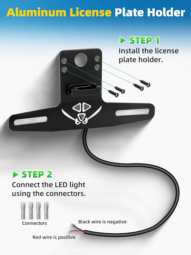 UTV Turn Signal Kit with 110D Horn, License Plate Holder w/Light, Universal UTV/ATV Blinker kit with Integrated Rocker Switch, Pre-Wired, Plug & Play Compatible with Polaris, Can-Am, CFMOTO
