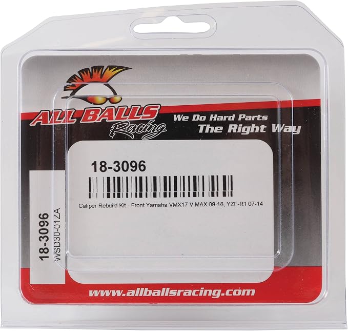 All Balls Racing Caliper Rebuild Kit 18-3096 Compatible With/Replacement For Yamaha VMX17 V MAX 2009-2018, YZF-R1 2007-2014