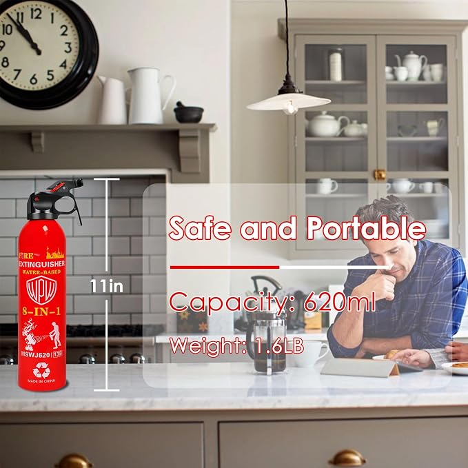 Large Upgraded 8-in-1 Fire Extinguisher for Home (3 Pack 21oz Each) with Wall Mount Portable Fire Extinguisher For Vehicle Car Boat Kitchen Emergency Supplies, Water-Based Solution For A, B, C, K Fire