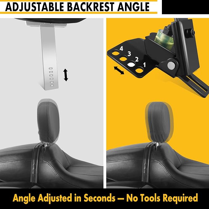 Adjustable Plug-in Driver Rider Backrest Custom Kit for Harley Electra Glides 1997-2026 Made Fit for Touring Models Road King Street Glide (Chrome Finished)