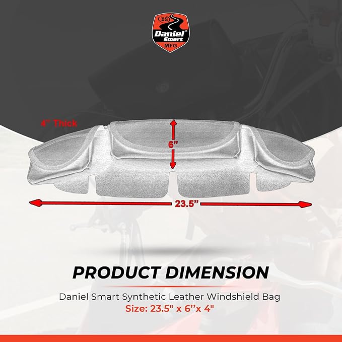 Daniel Smart Motorcycle Windshield Bag for Harley Touring 1996-2013, 3-Pocket Windscreen Bag Compatible with Electra Glide, Street Glide FLHX FLH, Trike Models (3-Pockets)