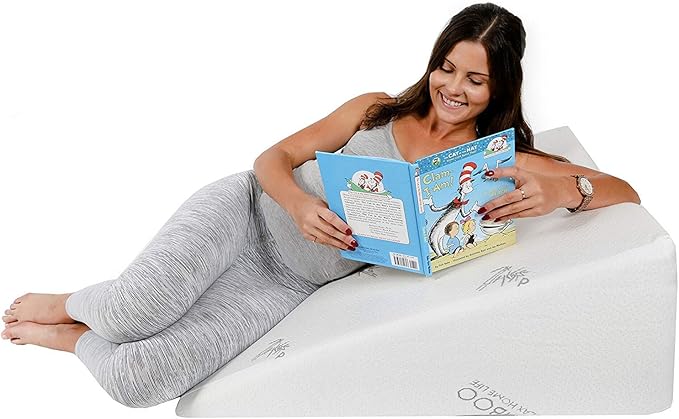 7.5 Inch Bed Wedge Pillow for Acid Reflux or Sleeping | 1.5 Inch Memory Foam Top with Stay Cool Cover | Incline Leg Elevation Pillows | Ideal for Gerd, Heartburn, and Snoring (30.5"Wx33"Lx12"H)