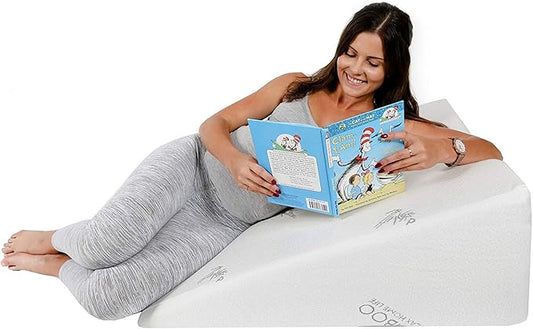 7.5 Inch Bed Wedge Pillow for Acid Reflux or Sleeping | 1.5 Inch Memory Foam Top with Stay Cool Cover | Incline Leg Elevation Pillows | Ideal for Gerd, Heartburn, and Snoring (30.5"Wx33"Lx12"H)