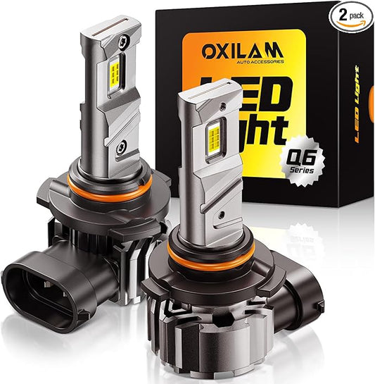 OXILAM 9006/HB4 Fog LED Light Bulb, 900% Brighter 6500K Cool White, Anti-Flicker, 60,000Hrs Lifespan, 9006 LED Light Compatible with Cars Trucks SUVs, Pack of 2