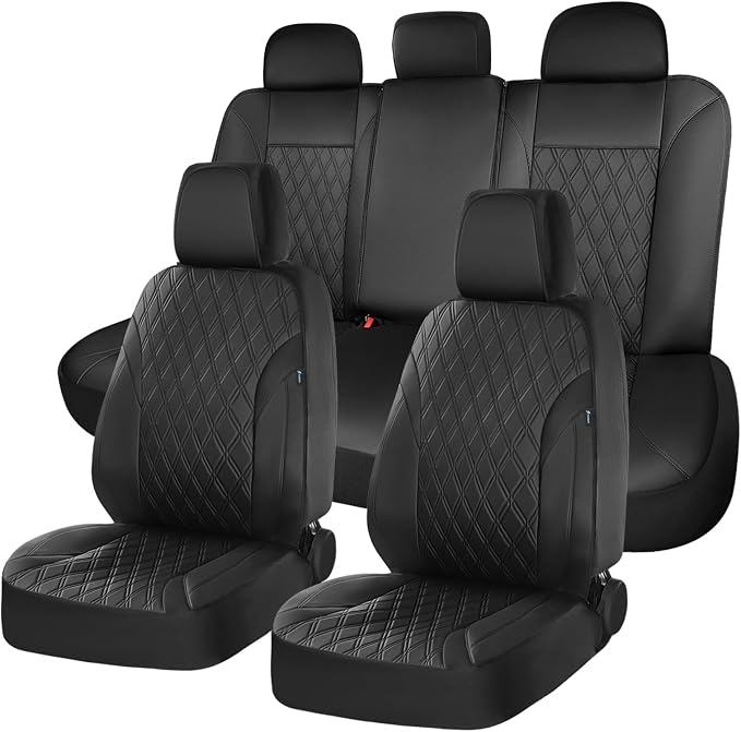 FLORICH Car Seat Covers Full Set, Leather Seat Covers for Cars, Car Seat Protector Waterproof Breathable, Universal Automotive Seat Covers, Front and Rear Car Seat Cover Fit for Most Sedans SUV Truck