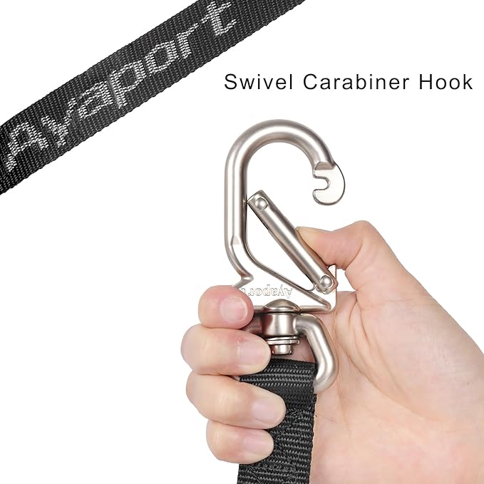 Ayaport Motorcycle Tie Down Straps 1.1” x 7’ (with Swivel Carabiner Hooks) Cam Buckle Tie Downs, Handlebar Strap for Dirt Bike, Motor Bike, Kayak, Car, Truck, Boat, Cargo, Black (1.1" x7'-2pcs)