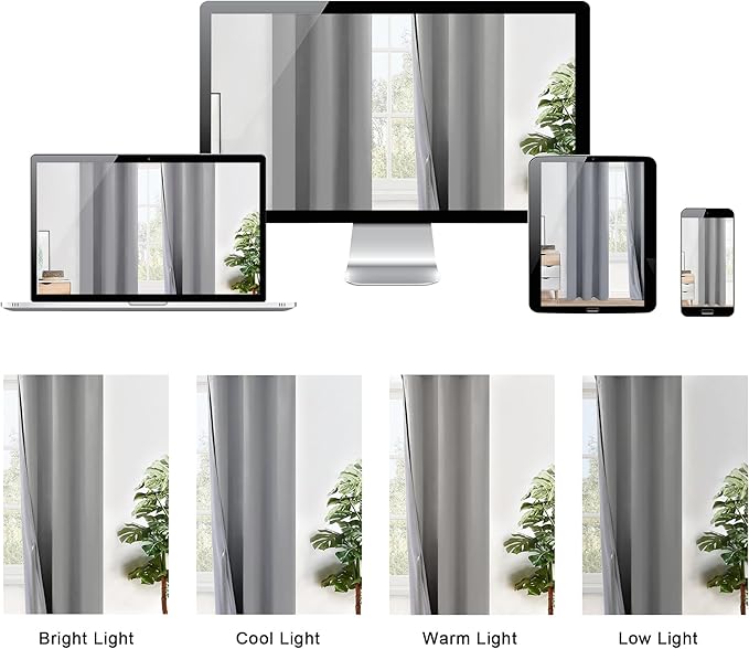 XWZO 100% Blackout Curtains 63 Inches Long with Tiebacks- Heat and Full Light Blocking, Thermal Insulated Window Panels with Grommets for Bedroom/Nursery, Light Grey, W60 x L63, Set of 2 Draperies