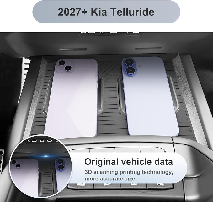 SKTU for 2027 Kia Telluride Wireless Charging Mat 2027+ Telluride Center Console Non-Slip Mat Kia Telluride 2027 Accessories 2027 Telluride Rubber Console Pad-Durable