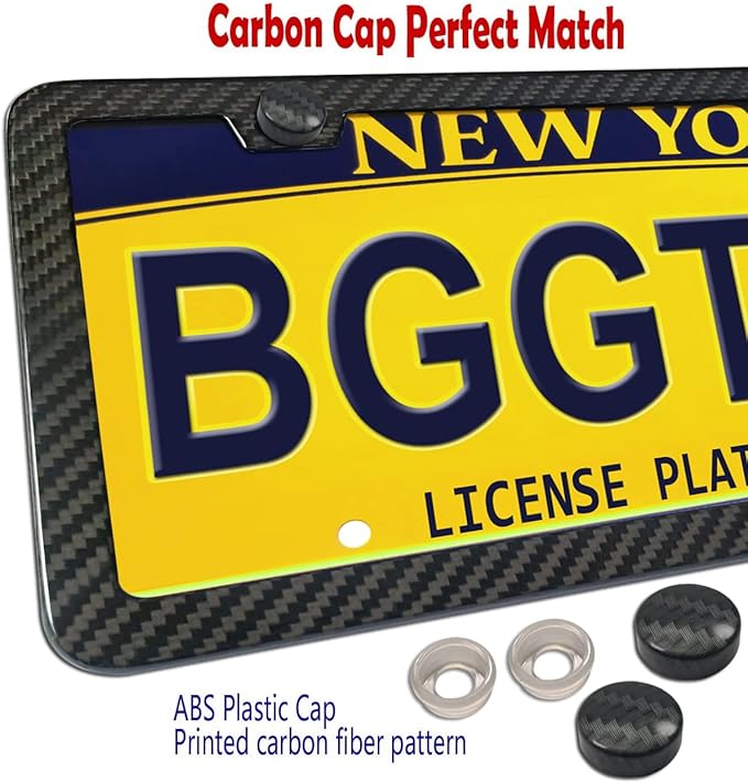 BGGTMO License Plate Frame Carbon Fiber - Stainless Steel License Plate Frames Handmade Covering 100% Real Carbon Fiber | Stainless Steel Tamper Proof License Plate Screws | Slim Frame Qty 1
